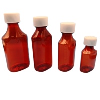 Bouteille en plastique ovale carrée pour sirop contre la toux liquide avec logo personnalisé, scellée, pour médicaments pour animaux de compagnie, avec couvercle