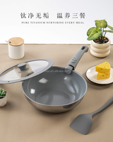 Ensemble de 7 ustensiles de cuisine en céramique avec revêtement antiadhésif, comprenant une casserole de 20 cm, un wok de 28 cm, une poêle de 24 cm, une spatule avec manche amovible