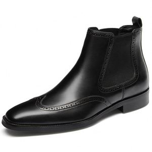 Nouvelles bottes en cuir d'hiver, chaussures montantes, bottes Chelsea, bottes en cuir de vachette à bout renforcé, chaussures tendance pour hommes - Product Image 2