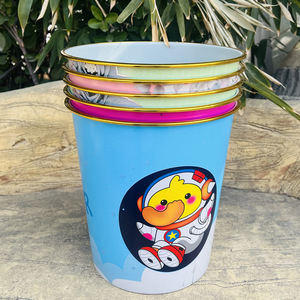 Colorful Gold Rim Trash Can 10L Cylindrical Plastic Wastebasket For Indoor Use Living Room <b>Bathroom</b> - Product Image 4
