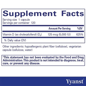 Cápsulas de Suplemento Dietético de Vitamina D3 de 5000 UI, Marca Privada OEM/ODM, Salud Inmunológica, Fabricante de Alimentos Saludables - Product Image 2