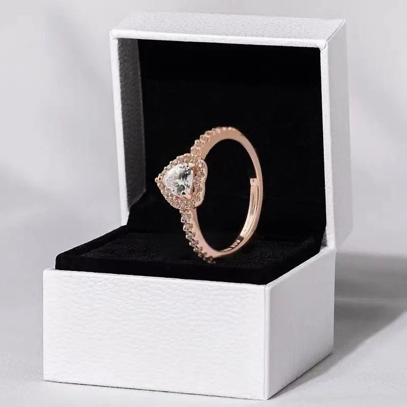 Manufacturers wholesale fashion popular women ring fit for Pandora Rose gold pink ring lofty heart ring