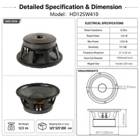 Subwoofer en ferrite métallique LS HD12SW410 500W 8ohm AES 12 pouces, bobine vocale de 100 mm, haut-parleur de basses pour système audio professionnel