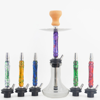 Chicha arabe avec tige conique, design à bandes colorées, vase en verre, bol en argile, plateau, pour bars lounge, vente en gros