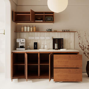 Aparador de Madera de Nogal para Sala de Estar, Puerta de Madera Maciza, Mueble de Almacenamiento de Estilo Vintage, de Pie - Product Image 4