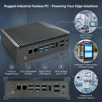 PC industriel Intel Alder Lake N97 sans ventilateur, double LAN, 6 ports série, triple extension de stockage DDR4 pour le contrôle d'usine