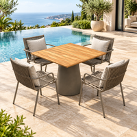 Chaise sans accoudoirs en corde tressée style nordique, structure en alliage d'aluminium, assise imperméable pour balcon, cour et espaces commerciaux