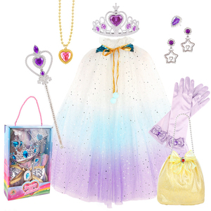 Set Principessa delle Nevi con Mantello, Tiara, Corona, Bacchetta Magica, Collana, Orecchini, Anello, Borsa e Guanti per <span class=keywords><strong>Costume</strong></span> da Festa <span class=keywords><strong>di</strong></span> Compleanno per Bambine - Product Image 2