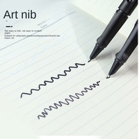Stylo plume Weizhuang noir mat 0,7 mm/1 mm à pointe oblique incurvée en métal, idéal pour l'écriture, les finances, les étudiants et l'art
