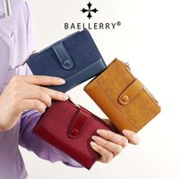 Dompet Tipis Baru Baellerry 2026 untuk Wanita dan Remaja Putri, Dompet Lipat dengan Resleting untuk Uang Koin dan Tempat Kartu, Elegan, Kulit PU Berkualitas Tinggi