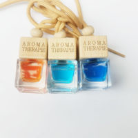 Flacon de parfum carré vide de 10 ml en verre avec bouchon, impression sérigraphique, diffuseur de voiture suspendu