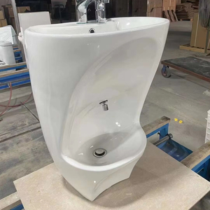 Chaozhou 핫 세일 도매 이슬람 Wudu 발 세척 분지 세라믹 무료 서 받침대 손 세척 싱크 - Product Image 5