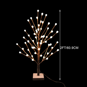 Pre-Lit Artificial Snowing <b>Twig</b> <b>Tree</b> with White Berries -<b>LED</b> Lighted Christmas Table Centerpiece for Home Dining Mantel Party - Product Image 2