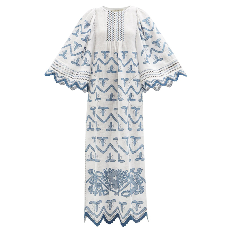 blue and white floral dress short sleeve Ivory Floral Print Half Sleeve Short Dress main image 0