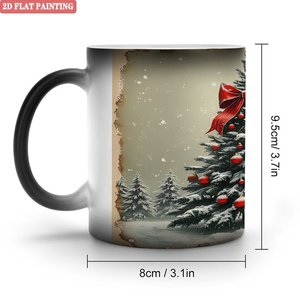 Frosted Black <b>Ceramic</b> <b>Mug</b> 11oz Heat Color Changing Sublimation Christmas Tree Design - Product Image 1