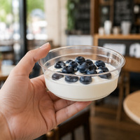 Transparante PET plastic dessertbakjes, wegwerpbaar, voor yoghurt, pudding, fruit, ijs, deksels optioneel.