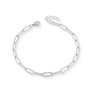 Vòng tay chuỗi mắt xích oval bạc 925 nguyên chất đơn giản với khóa móc tôm hùm có thể điều chỉnh dành cho nữ và nam - Product Image 1