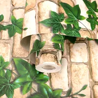 PVC kendinden yapışkanlı duvar kağıdı vinil yapışkanlı taş doku yeşil yaprak kağıt Tapiz 3d tuğla doku duvar kağıdı duvar