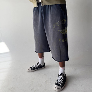 <span class=keywords><strong>Pantaloncini</strong></span> da Jogging Vintage <span class=keywords><strong>Oversize</strong></span> per <span class=keywords><strong>Uomo</strong></span>, Personalizzati dal Produttore, Stampa Personalizzata, Effetto Strappato e Sbiadito, Lunghezza al Ginocchio - Product Image 1