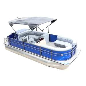 Allshine-barco eléctrico de aluminio de 23 pies, barco de lujo, pontón de fiesta con fueraborda