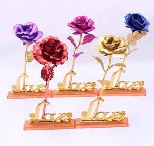 Sıcak satış 24k altın kaplama gül ebedi güller güzel 24K altın daldırma korunmuş gül çiçek aziz sevgililer hediye