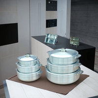 Ensemble de casseroles en aluminium de conception moderne Ustensiles de cuisine plats pour soupe domestique avec fond en spirale Source transfrontalière d'Afrique