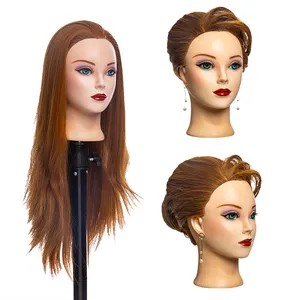 J04 женский манекен с 100% натуральными волосами для использования в салоне, тренировочная голова, косметология, голова манекена