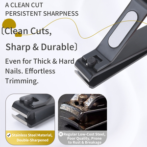 <span class=keywords><strong>Coupe</strong></span>-ongles ultra-affûté droit et large en acier inoxydable 420 J2 pour ongles des mains et des pieds avec revêtement noir - Product Image 2