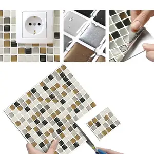 Venta al por mayor salpicaduras cocina de adhesivo-Azulejos de pared autoadhesivos para cocina, papel tapiz de mosaico 3d para pegar y pelar, contra salpicaduras