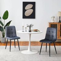 Chaises de salle à manger modernes de luxe en tissu velours vert bleu gris nordique avec pieds en métal pour hôtels et salles à manger domestiques