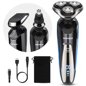 PRITECH erkekler tımar seti 3 1 çok fonksiyonlu su geçirmez jilet USB şarj edilebilir elektrikli tıraş makinesi