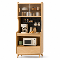 Buffet de rangement haut moderne en bois massif avec étagères ouvertes, meuble de salle à manger, salon, bar étroit, vitrine durable