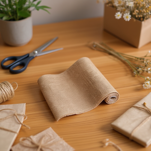 Nastro di lino Ilan 24 cm x 2 m colore naturale per artigianato e decorazioni - Product Image 3