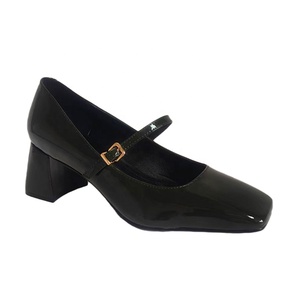 Zapatos de Tacón Bajo Tipo Mary Jane para Mujer, en Charol Verde Oscuro, Antideslizantes y Transpirables, a la Moda - Product Image 1