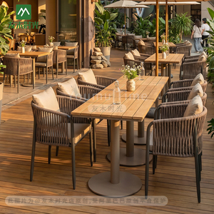 Conjunto de Muebles de Jardín para Comer al Aire Libre, Mesa y Sillas de Aluminio y Cuerda, para Restaurante, Cafetería, Hotel, Bar, <span class=keywords><strong>Bistro</strong></span>, Mesa de 60 cm - Product Image 1