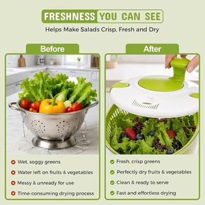 Hand Operated Salad Spinner <b>Vegetable</b> Washer Drainer Strainer Bowl PP Plastic Kitchen Fruit Lettuce Tool - Product Image 5