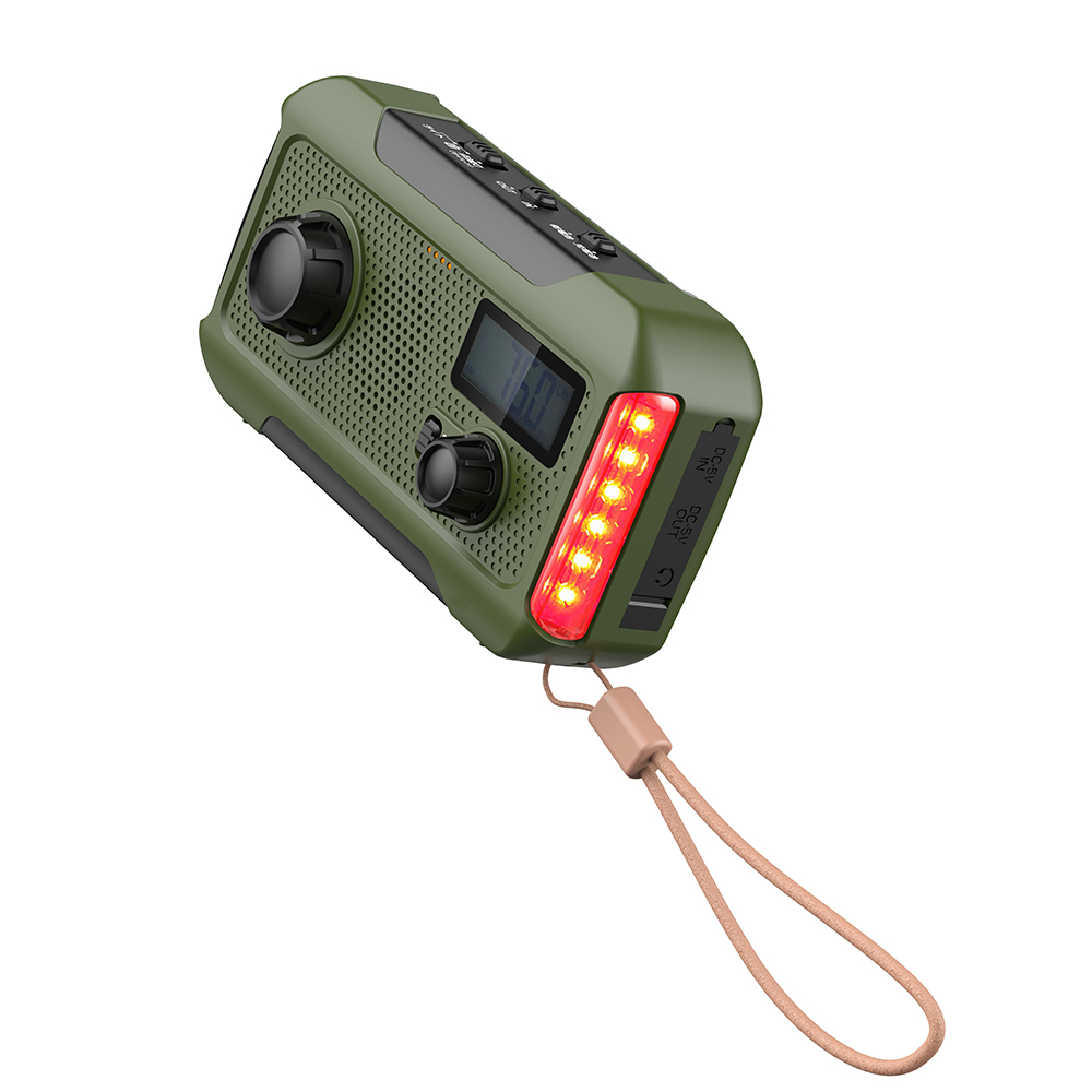 Rechargeable emergency Light with FM radio and power bank function red flash light for outdoor