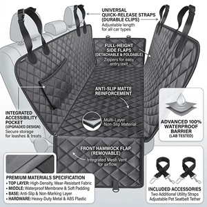 Funda Protectora <span class=keywords><strong>para</strong></span> Asiento de Coche <span class=keywords><strong>para</strong></span> Perros, Impermeable, de Tela Oxford, Protector de Asiento Trasero <span class=keywords><strong>para</strong></span> Mascotas, Antiarañazos, Hamaca Resistente <span class=keywords><strong>para</strong></span> Viajes - Product Image 2