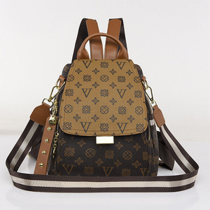 กระเป๋าผู้หญิงสไตล์เรโทรขายส่งจากโรงงานโดยตรง กระเป๋าผู้หญิงลายพิมพ์คลาสสิก กระเป๋าเป้สะพายหลังหนัง กระเป๋าดีไซน์เนอร์ - Product Image 2