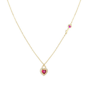 Collar con Colgante en Forma de Corazón, Aleación de Zinc, Chapado en Oro de 14K, Microincrustaciones de Resina, Cadena para Clavícula, Uso Diario - Product Image 5