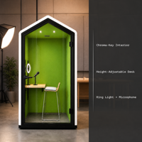 Cabine de bureau insonorisée acoustique avec écran vert Chroma Key et éclairage réglable pour studio de diffusion en direct