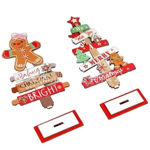 Wooden Christmas <b>Tree</b> Ornament Gingerbread Man Solid Wood Desktop <b>Stand</b> Indoor Decorations Holiday Figurine - Product Image 1