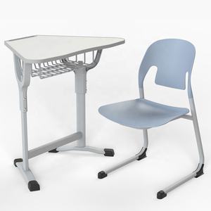 <strong>Height</strong> <strong>Adjustable</strong> Activity Circular Connecting Desk Diamond Collaborative School Student <strong>Tables</strong> with 6 Kids Plastic Party Chairs - Product Image 2