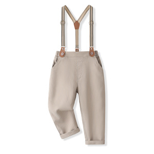 <span class=keywords><strong>Ensemble</strong></span> chemise confortable à manches longues et pantalon à bretelles rayé pour tout-petits garçons, idéal pour les fêtes, les mariages et le quotidien - Product Image 4