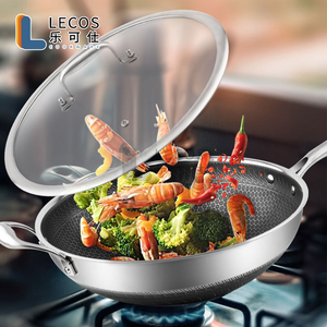 LECOS Factory <span class=keywords><strong>Jumbo</strong></span> Sartén <span class=keywords><strong>antiadherente</strong></span> para freír Cocina Sartén de inducción de acero inoxidable <span class=keywords><strong>antiadherente</strong></span> Sartén profunda con mango de ayuda - Product Image 3
