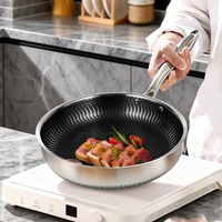 Poêle à frire en acier inoxydable 316 à trois couches, poêle à frire hybride à induction en nid d'abeille pour cuisine, wok antiadhésif pour faire frire le poisson
