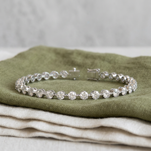 Pulsera de tenis de oro macizo con diamantes naturales, corte redondo clásico, joyería fina de lujo, pulsera de oro amarillo con diamantes, elegante - Product Image 4