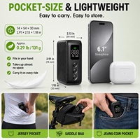 Gonfleur de pneus de vélo électrique portable 120 PSI en ABS avec manomètre numérique, arrêt automatique, gonflage rapide pour vélo de route et vélo électrique