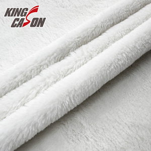 KINGCASON Tela Al Por Mayor 100% poliestere eco-friendly materia nuovo processo personalizzato di colore bianco tessuto Sherpa per cuscino pigiama - Product Image 3