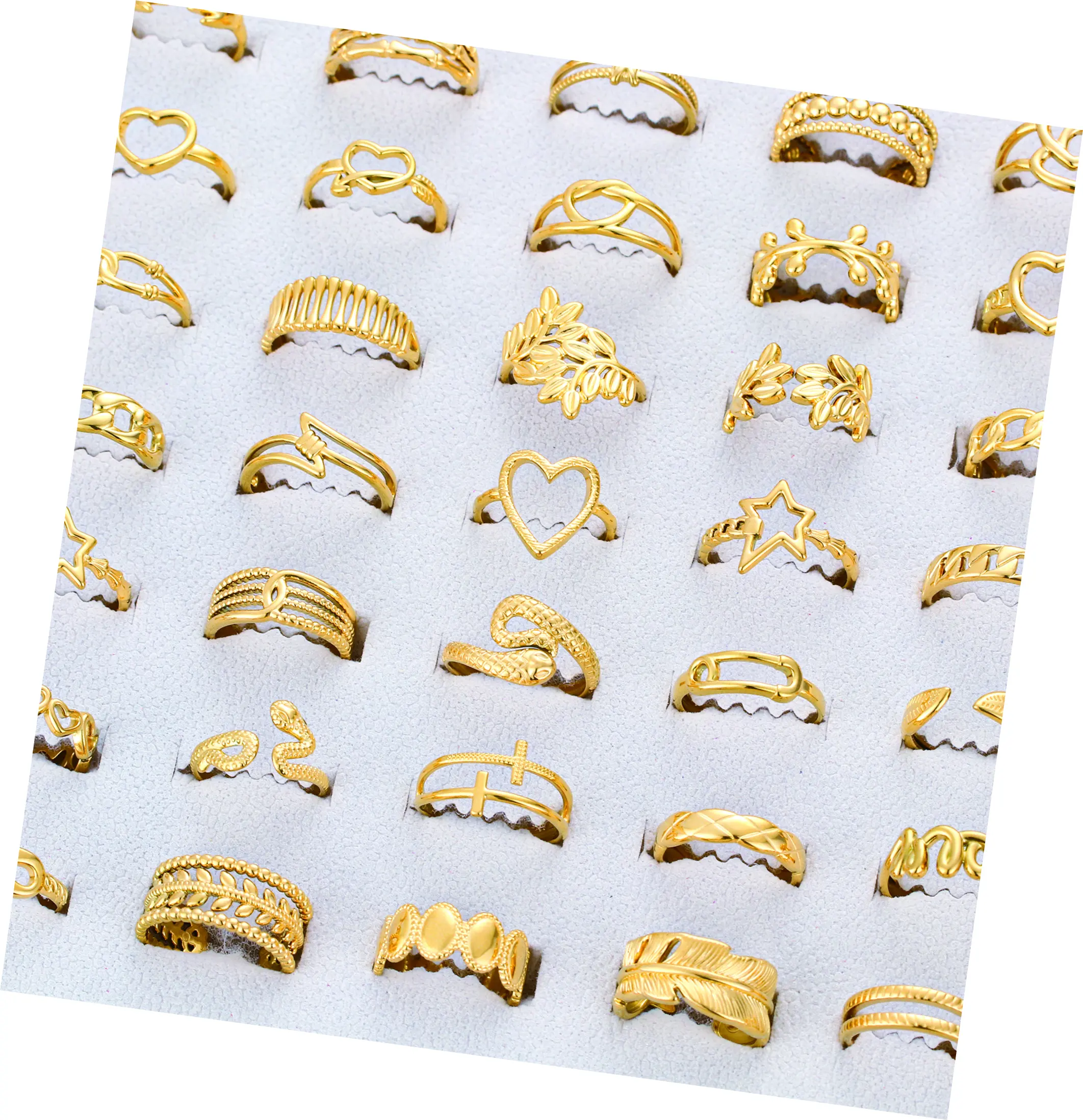 Gioielli senza appannamento impermeabile deliciato geometrico a forma di cuore ridimensionabile regolabile in oro placcato 18K anelli in acciaio inossidabile donna